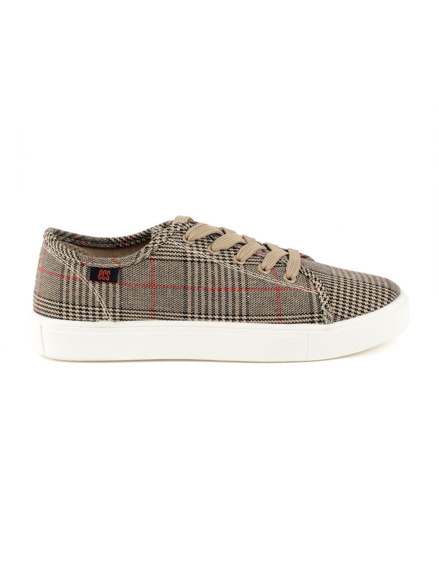 Sports Shoes With Check-Pattern